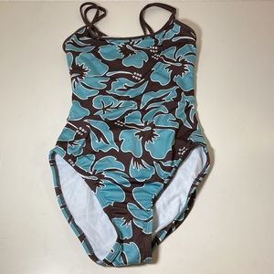 Title Nine One Piece Swim Suit in Tropical Print, XS